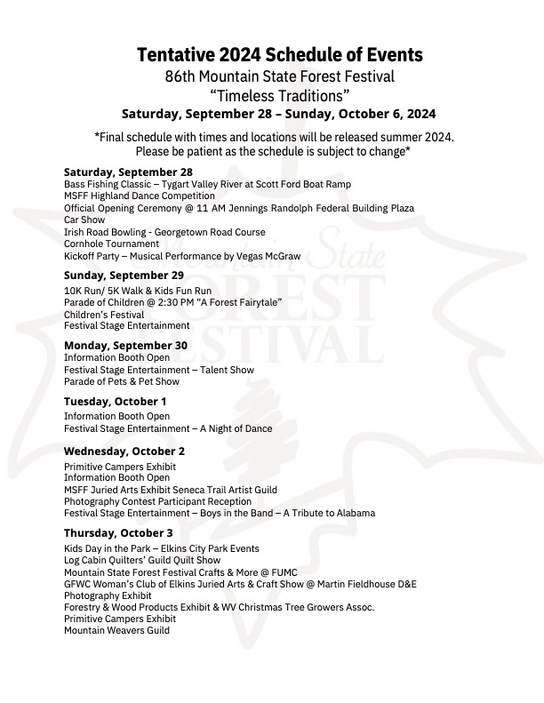 Events Elkins, WV Mountain State Forest Festival